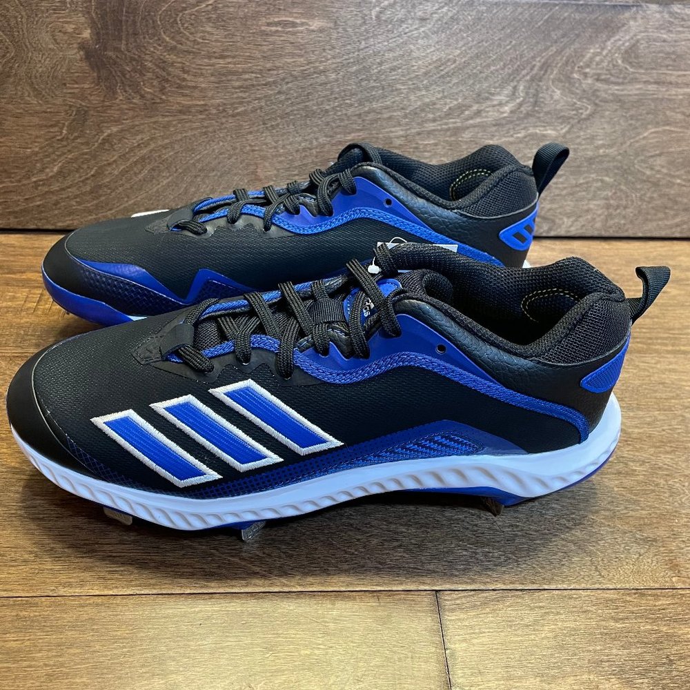 NEW Adidas Ironskin Icon 6 Metal Baseball Cleats Black/Royal FV9350 Men's 8.5